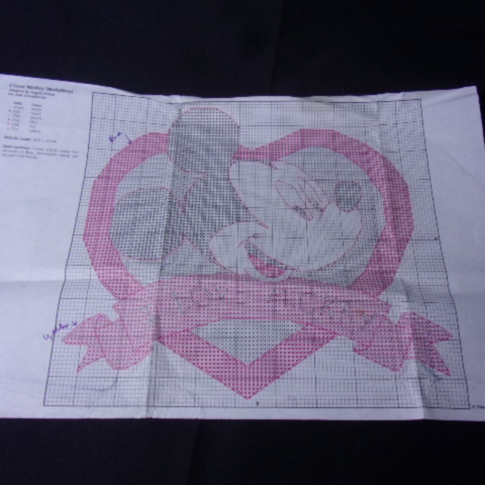Vintage Mickey Mouse Unlimited Cross Stitch Kit, I Love Mickey, Needle Craft, - Picture 4 of 10